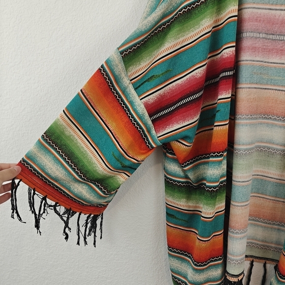 Double D Ranch Pachamama Serape Striped Western Open Front Kimono Jacket Large - Picture 4 of 11